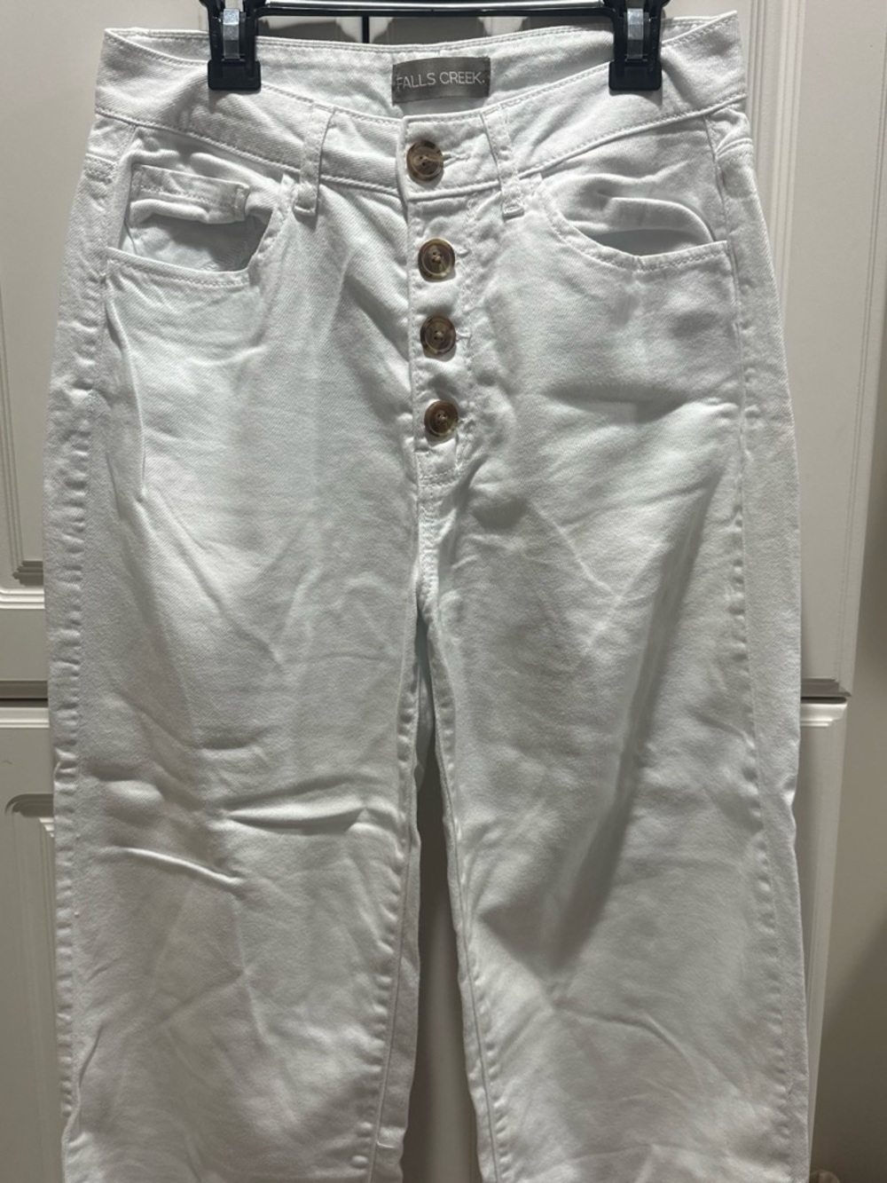 Falls Creek White High-Rise Button-Front Jeans